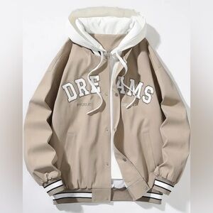 Mens Lighweight Hooded Khaki Jacket